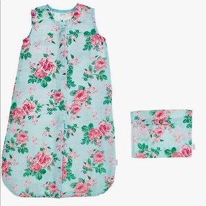 NWT Mud Pie Blue Floral Muslin Sleep Sack 0-6m